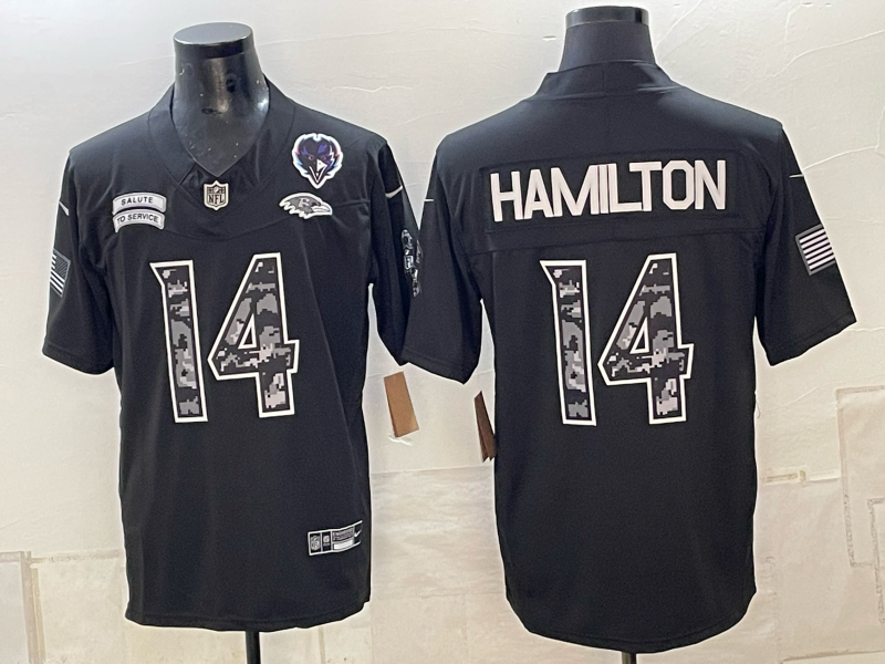 Men Baltimore Ravens #14 Hamilton black Nike 2026 NFL Jersey 101102